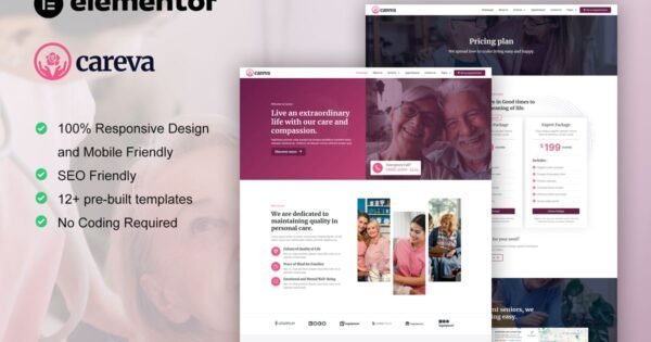 Careva – Senior Care Services Elementor Pro Template Kit