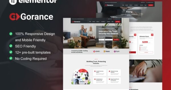 Gorance – Insurance Agency Elementor Pro Template Kit