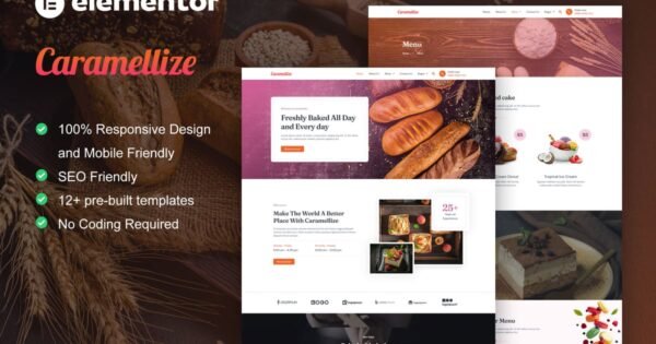 Caramellize – Bakery & Pastry Elementor Pro Template Kit
