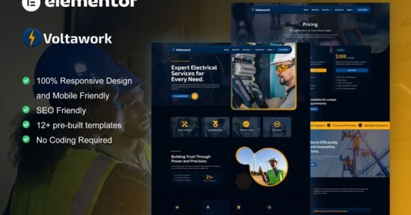 VoltaWork – Electrical Service Elementor Template Kit