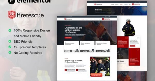 FireRescue – FireFighter & Fire Department Elementor Template Kit