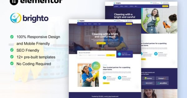 Brighto – Cleaning Service Company Elementor Pro Template Kit