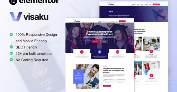Visaku – Immigration & Visa Consulting Elementor Pro Template Kit