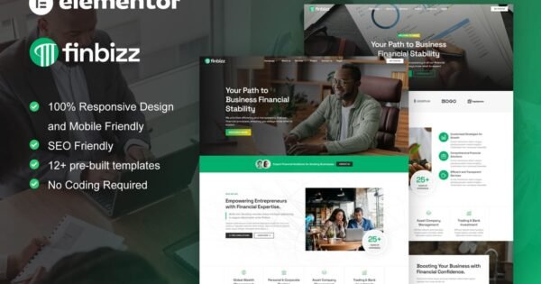 FinBizz – Finance & Investment Manager Elementor Template Kit
