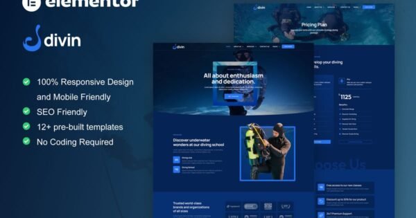 Divin – Diving Club Elementor ProTemplate Kit