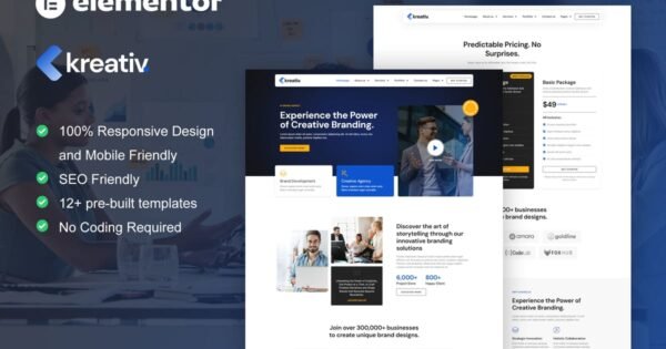 Kreativ – Digital Agency & Creative Branding Elementor Pro Template Kit
