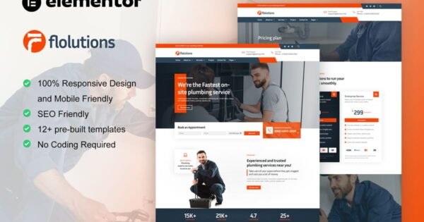 Flolution – Plumber & Repair Service Elementor Template Kit