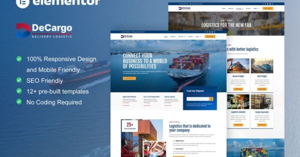 DeCargo – Logistics & Transportation Services Elementor Template Kit