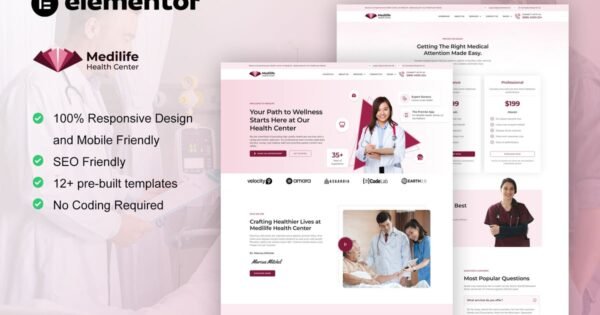MediLife – Medical Clinic Services Elementor Template Kit