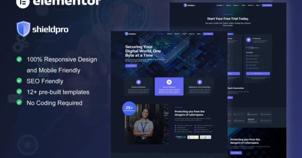 Shieldpro – Cyber Security Services Elementor Pro Template Kit