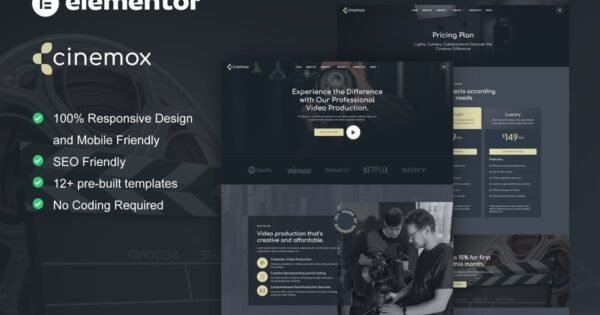 Cinemox – Video Production Company Elementor Pro Template Kit