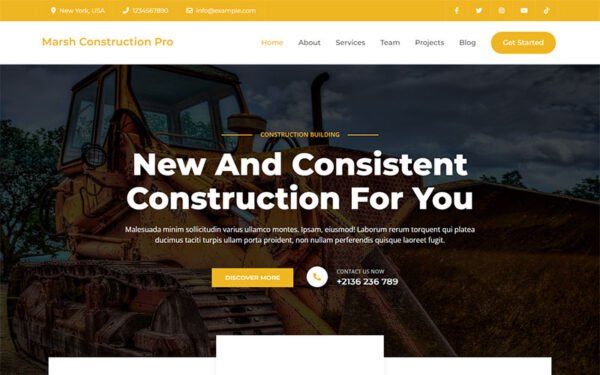 Marsh Construction Pro – Elementor based Construction WordPress Theme