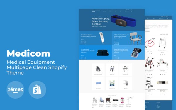 Medicom – Medical Equipment Multipage Clean Shopify Theme