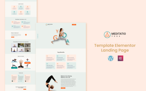 Meditation Yoga – Health and Fitness Services Elementor Template Elementor Kit