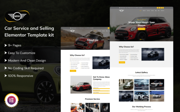 Mini – Car Service and Selling Elementor Template Kit Elementor Kit