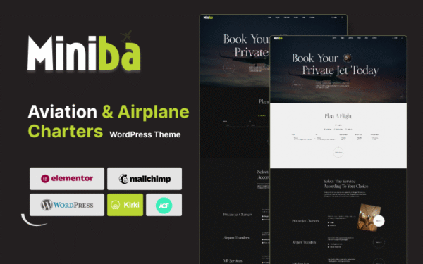 Miniba – Private Jet Charters Aviation & Flight WordPress Theme