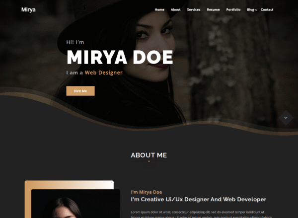 Mirya – Personal Portfolio WordPress Theme