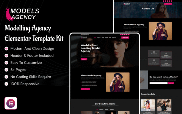 Model Agency – Modelling Agency Elementor Template Kit Elementor Kit