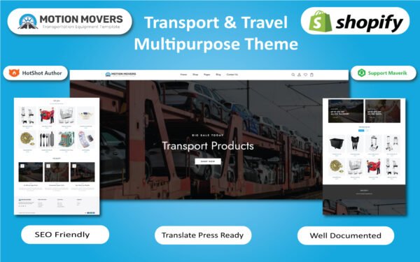Motion Movers – Transportation & Travel Products Shopify Template Shopify Theme