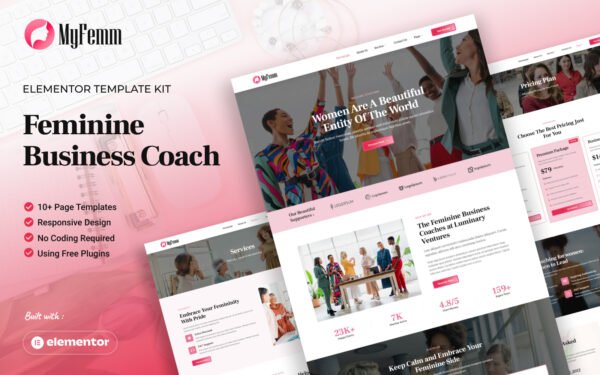 MyFemm – Feminine Business Coach Elementor Template Kit Elementor Kit
