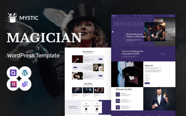 Mystic – Magician & Entertainment Booking WordPress Elementor Theme WordPress Theme