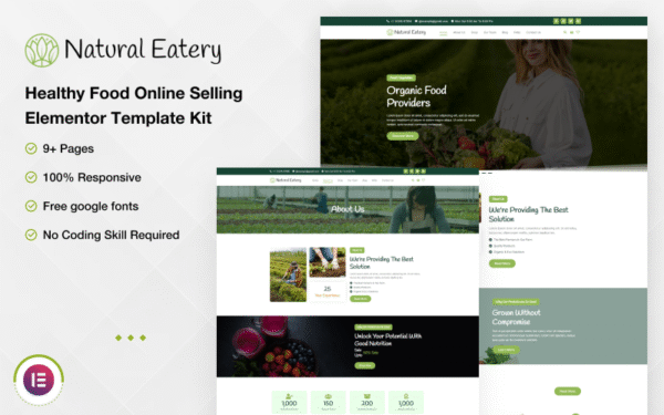 Natural Eatery – Healthy Food Online Selling Elementor Template Kit Elementor Kit