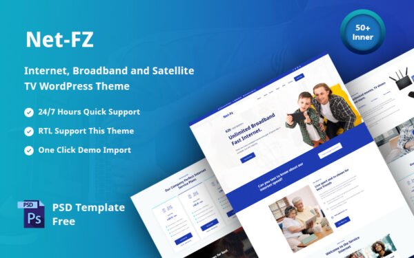 Netfz – internet provider, broadband, and satellite TV responsive WordPress Theme