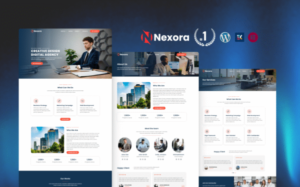 Nexora Creative Digital Marketing WordPress Elementor Template Elementor Kit