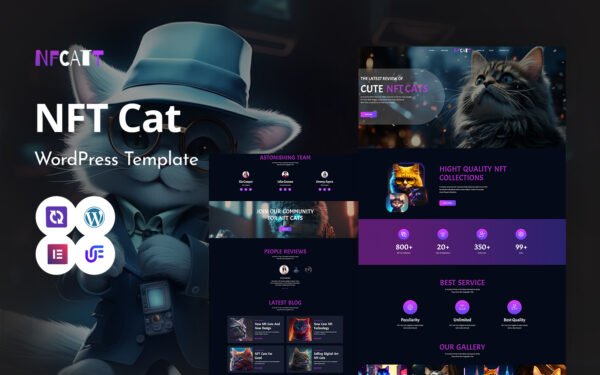 Nfcatt – NFT Artistry And Digital Creations WordPress Elementor Theme WordPress Theme