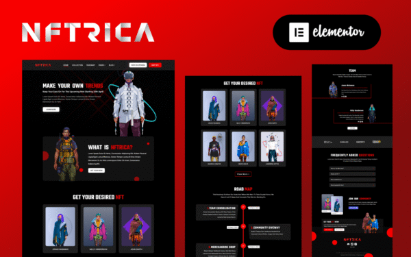 NFTRICA – NFT Project Artist Showcase Elementor WordPress Theme