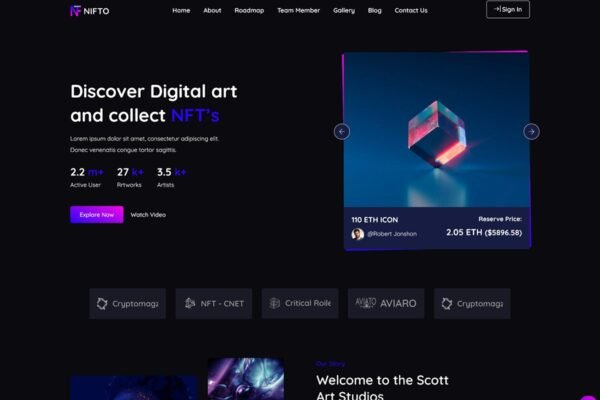 Nifto – NFT Creator WordPress Theme