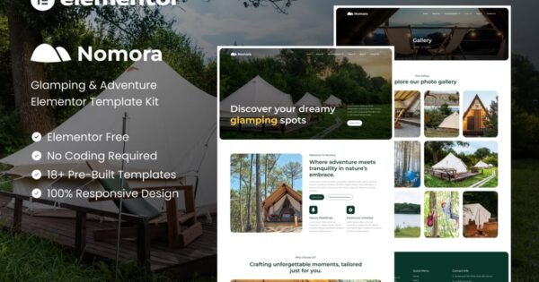 Nomora – Glamping & Adventure Elementor Template Kit