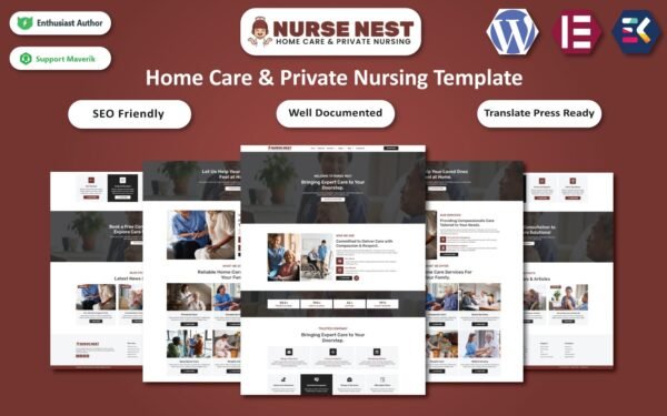 Nurse Nest – Home Care & Private Nursing WordPress Elementor Template WordPress Theme