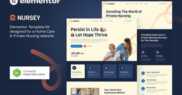 Nursey – Home Care Agency & Private Nursing Elementor Template Kit