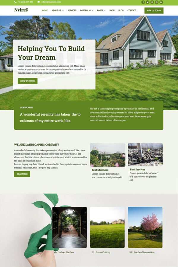 Nvira – Gardening and Landscaping Services with WordPress Elementor Theme WordPress Theme