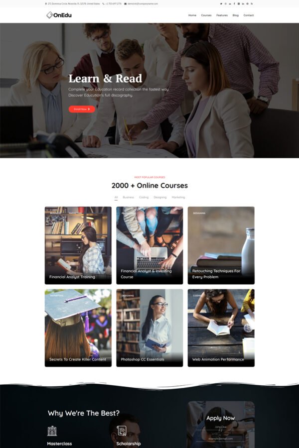 Onedu – Education Courses LMS WordPress Theme
