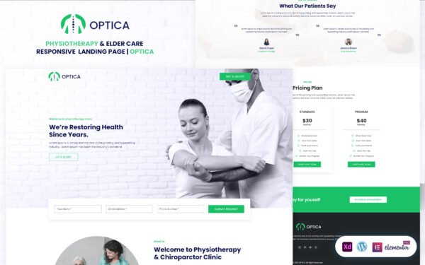 Optica – Medical Services Ready to use Elementor Template Elementor Kit