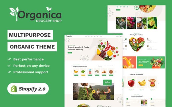 Organica – Organic Fruit & Grocery Store High level Shopify 2.0 Multi-purpose Responsive Theme Shopify Theme