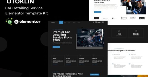 Otoklin – Car Detailing Service Elementor Pro Template Kit