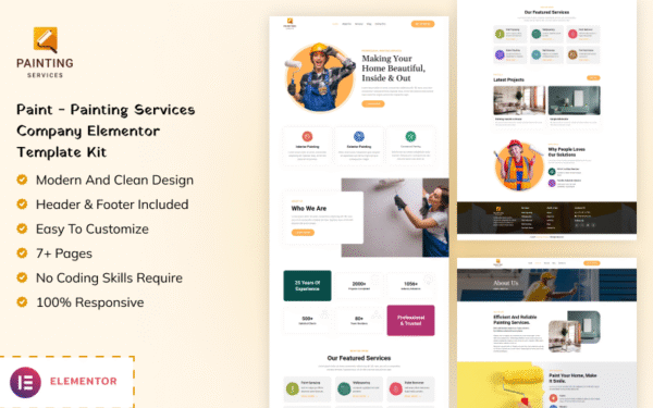 Paint – Painting Services Company Elementor Template Kit Elementor Kit