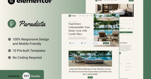 Paradista – Luxurious Accommodation Elementor Template Kit