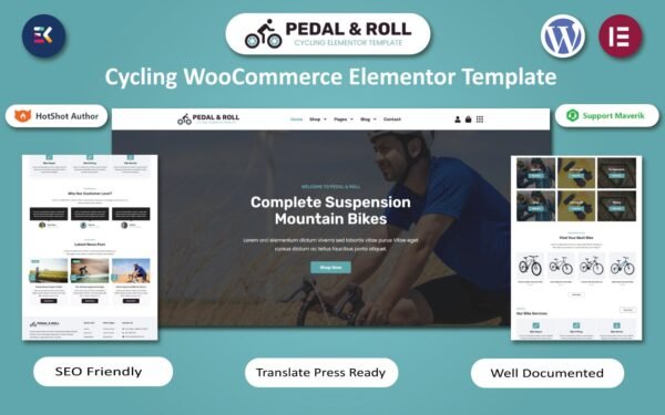 Pedal & Roll – Cycling WooCommerce Elementor Template WooCommerce Theme