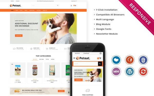 Peteat – The Pets Food Woocommerce Responsive Store WooCommerce Theme
