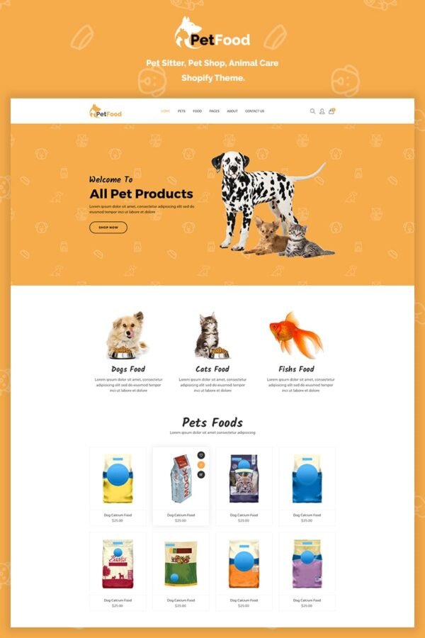 PetFood – Pet Sitter, Shop, Animal Care Shopify Theme