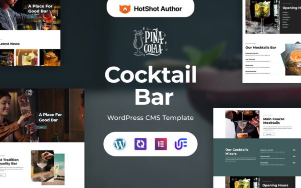 Pina Colaa – Cocktail Bar WordPress Elementor theme WordPress Theme