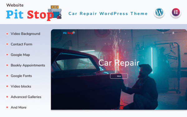 Pit Stop – Car Repair Website with Blog Elementor WordPress Theme