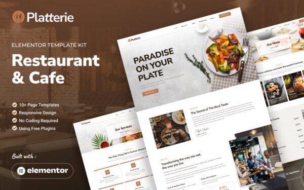 Platterie – Restaurant & Cafe Elementor Template Kit Elementor Kit