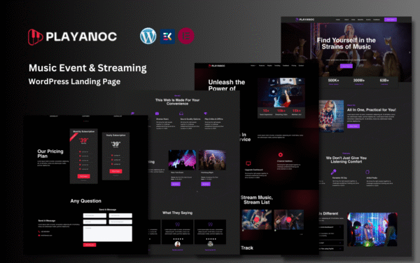 Playanoc – Music Event and Streaming WordPress Landing Page WordPress Theme