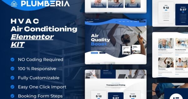 Plumberia – Air Conditioning & HVAC Repair Service Elementor Pro Template Kit