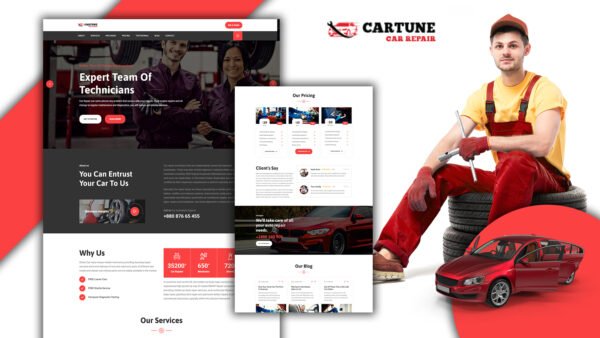 Powar-Cartune Car Repair Services Landing Page WordPress Theme
